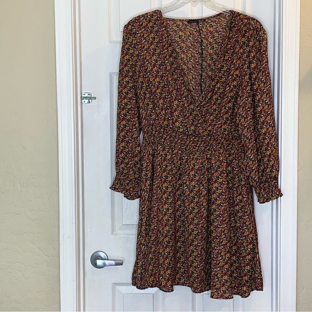 Black Tape Smocked Waist Fit & Flare Dress Surplice Neckline Size 1X